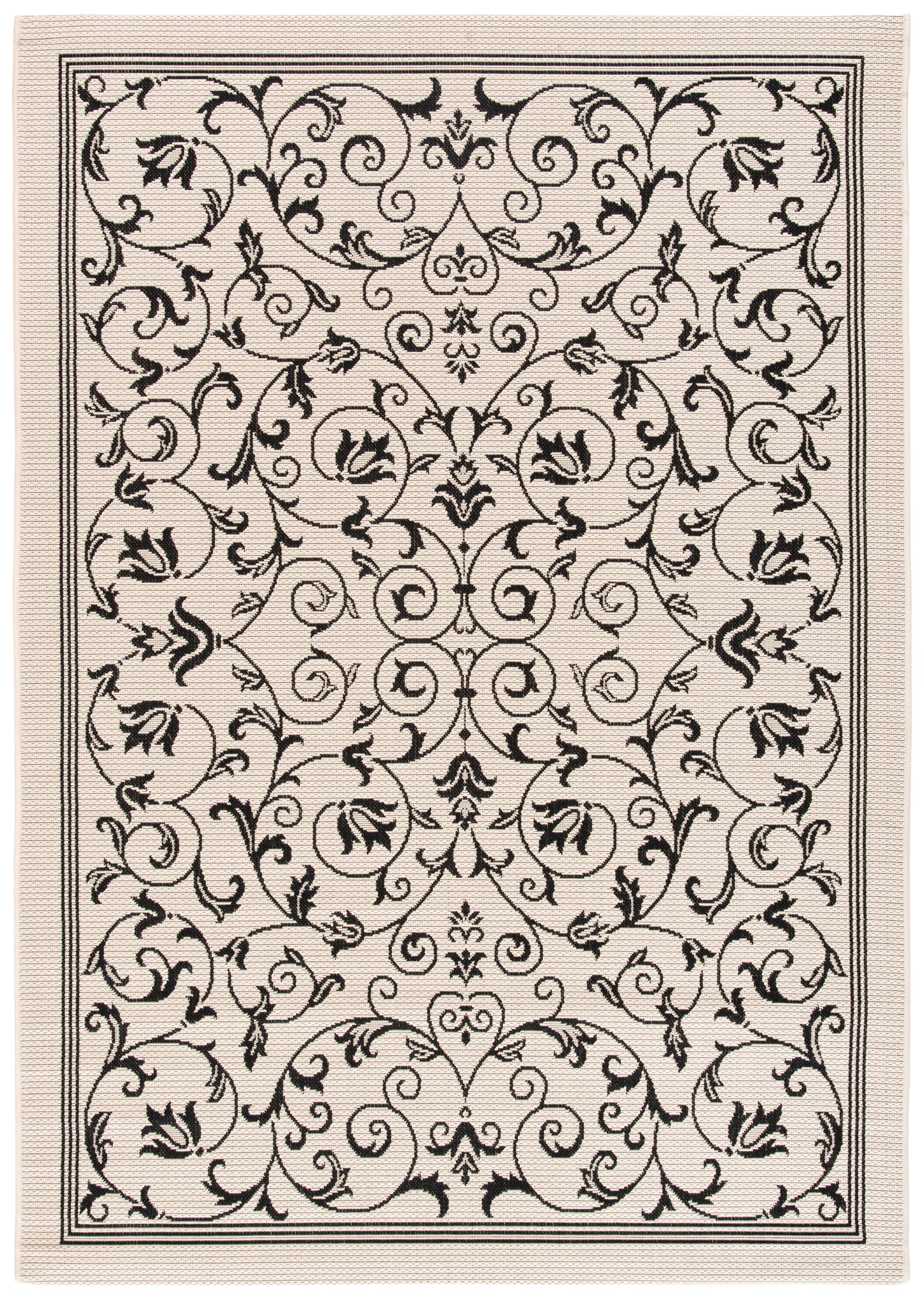 Safavieh Courtyard Nanda Botanical Indoor/Outdoor Area Rug, Sand/Black