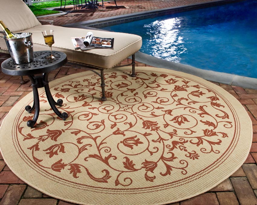 Safavieh Courtyard Nanda Botanical Indoor/Outdoor Area Rug, Sand/Black