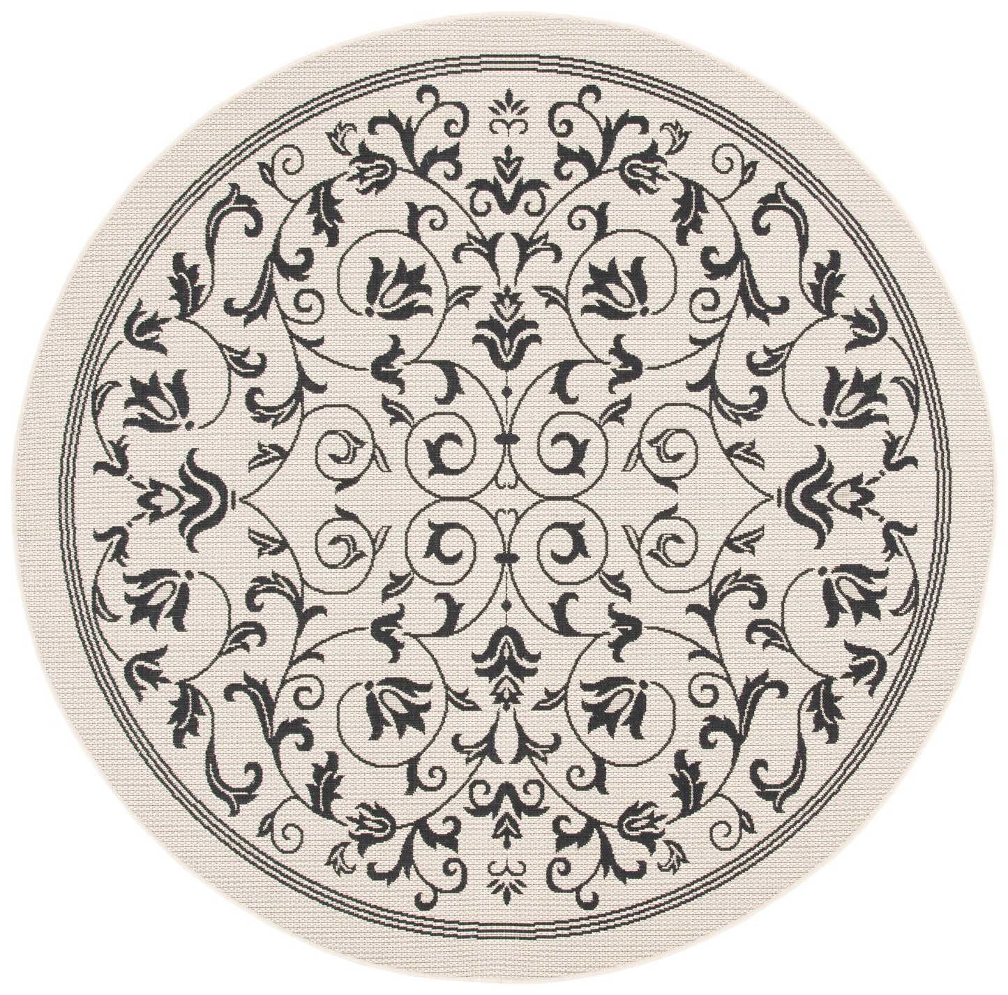 Safavieh Courtyard Nanda Botanical Indoor/Outdoor Area Rug, Sand/Black