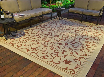 Safavieh Courtyard Nanda Botanical Indoor/Outdoor Area Rug, Sand/Black