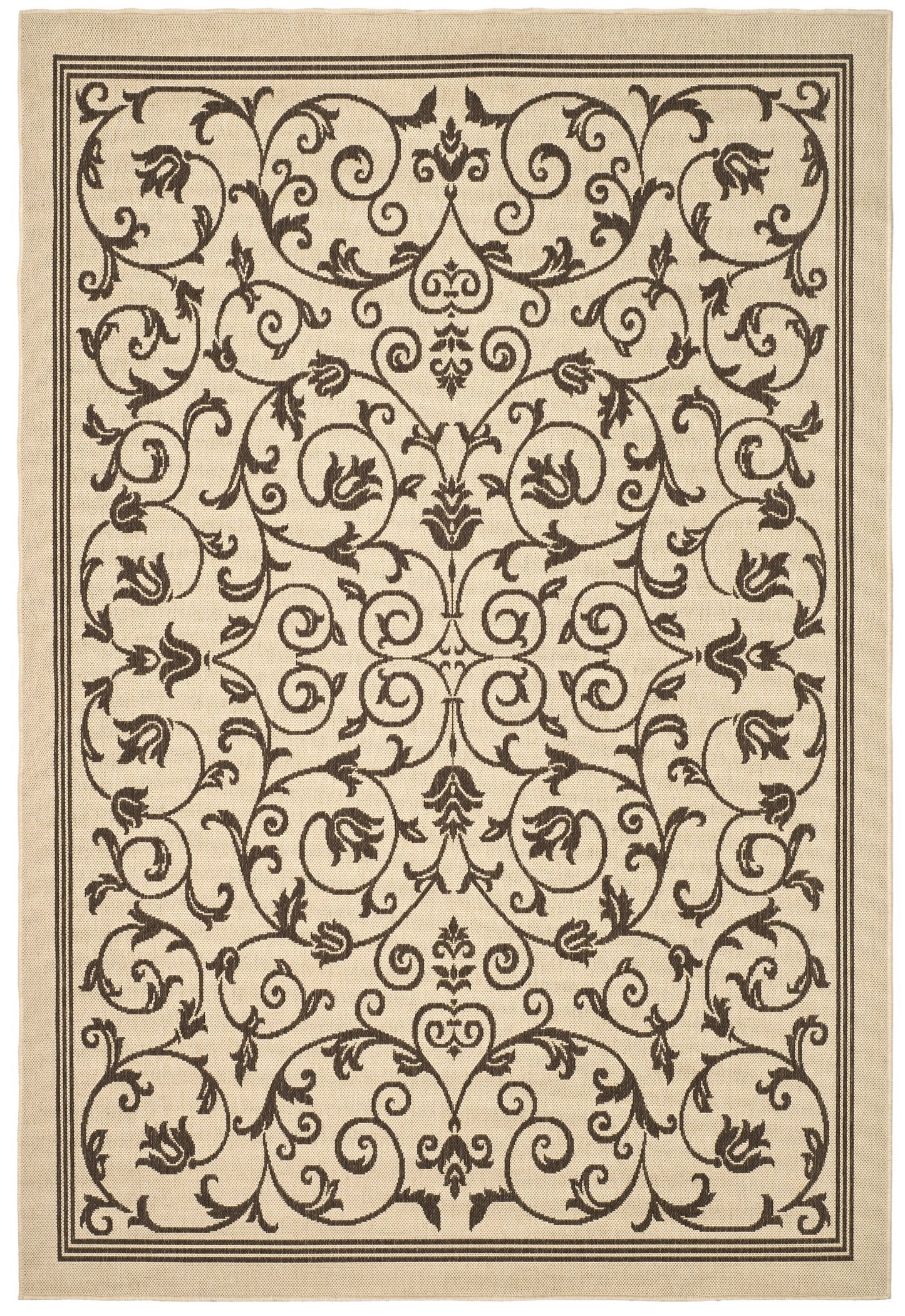 Safavieh Courtyard Nanda Botanical Indoor/Outdoor Area Rug, Sand/Black