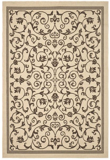 Safavieh Courtyard Nanda Botanical Indoor/Outdoor Area Rug, Sand/Black