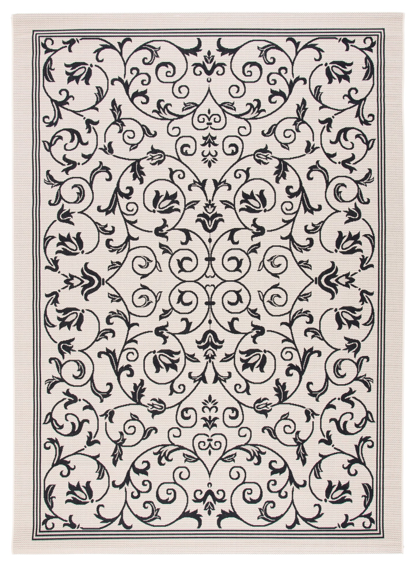 Safavieh Courtyard Nanda Botanical Indoor/Outdoor Area Rug, Sand/Black