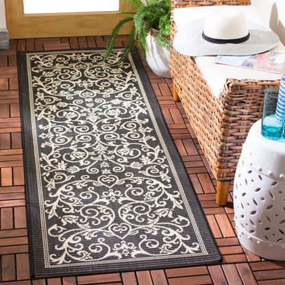 Safavieh Courtyard Nanda Botanical Indoor/Outdoor Area Rug, Sand/Black