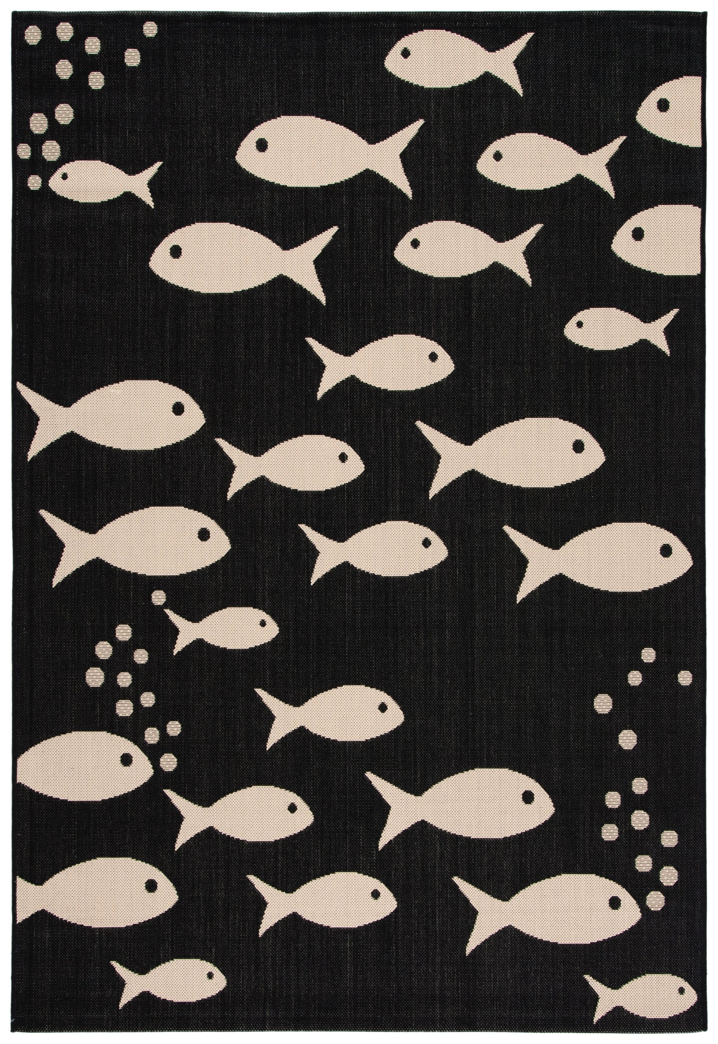 SAFAVIEH Courtyard Trena Fish Print Indoor/Outdoor Area Rug, 4' x 5'7"
