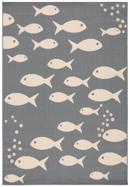 SAFAVIEH Courtyard Trena Fish Print Indoor/Outdoor Area Rug, 4' x 5'7"