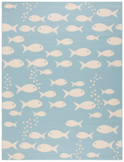 SAFAVIEH Courtyard Trena Fish Print Indoor/Outdoor Area Rug, 4' x 5'7"
