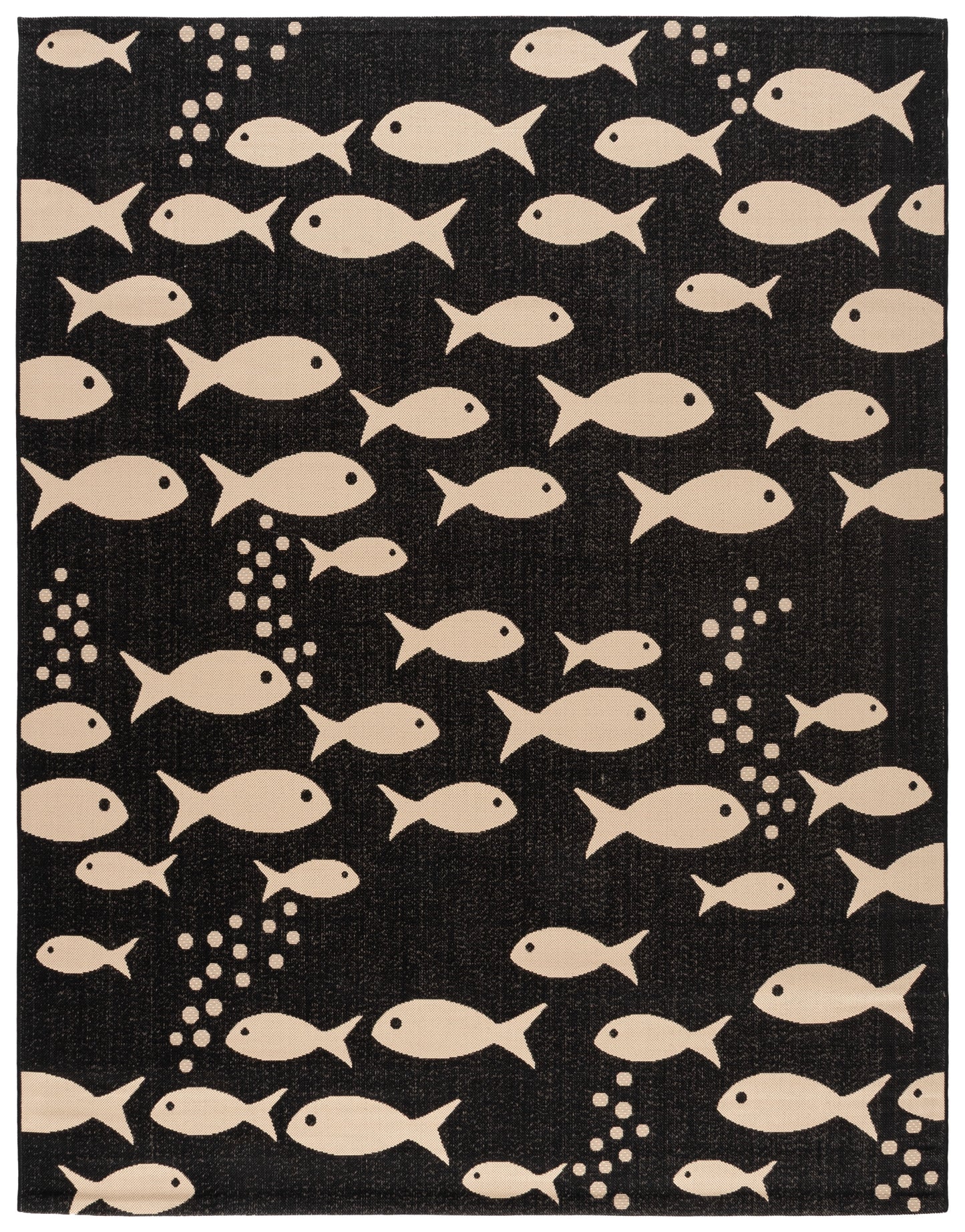 SAFAVIEH Courtyard Trena Fish Print Indoor/Outdoor Area Rug, 4' x 5'7"