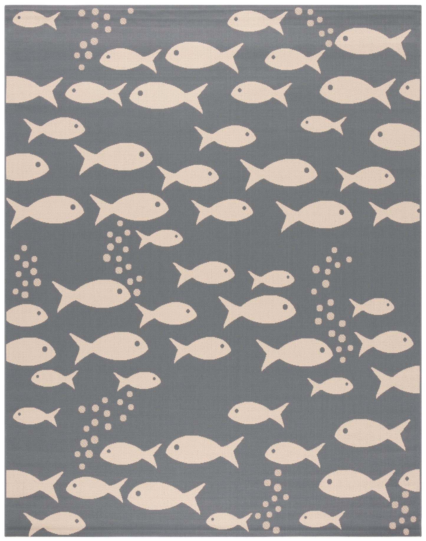 SAFAVIEH Courtyard Trena Fish Print Indoor/Outdoor Area Rug, 4' x 5'7"