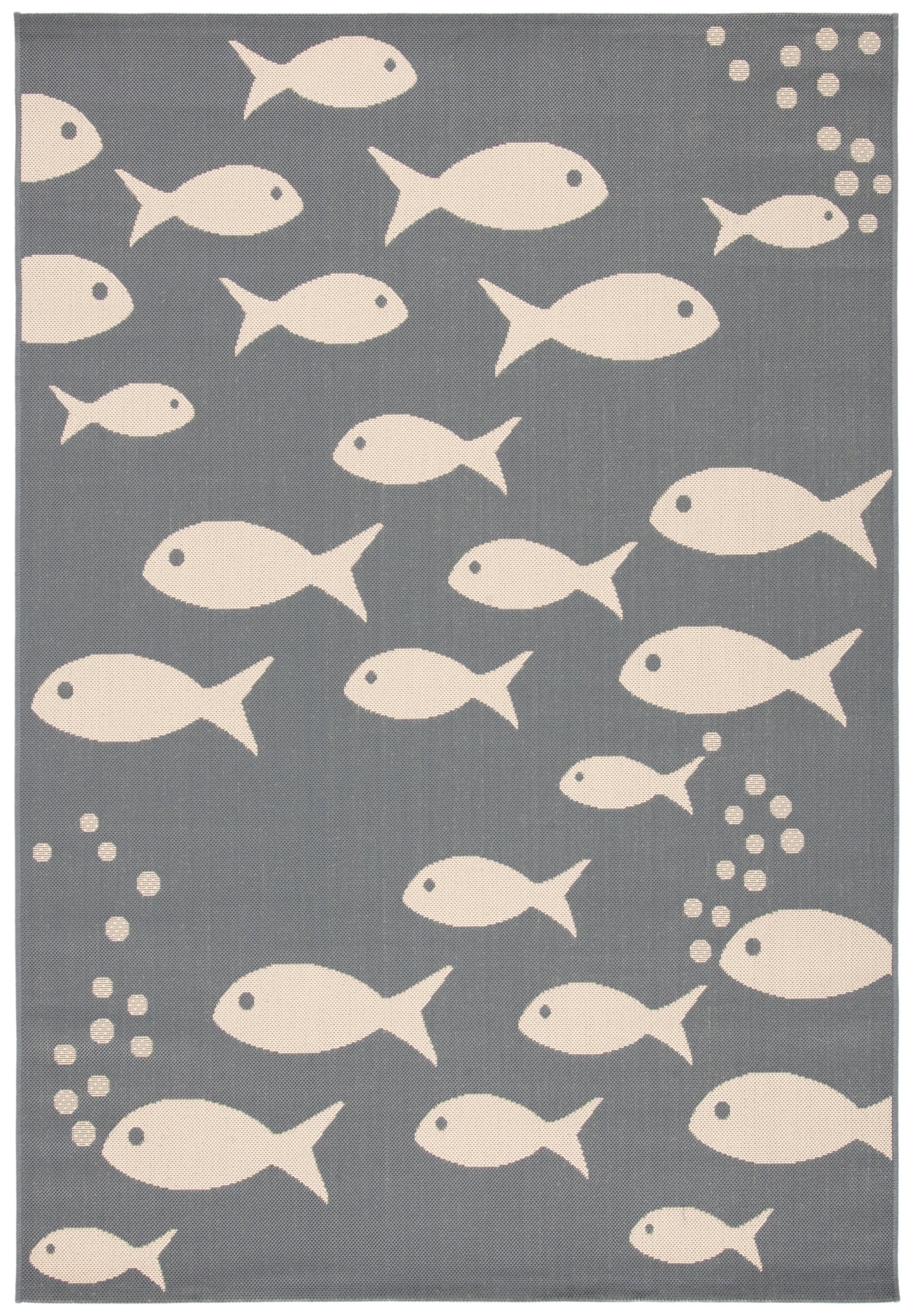 SAFAVIEH Courtyard Trena Fish Print Indoor/Outdoor Area Rug, 4' x 5'7"