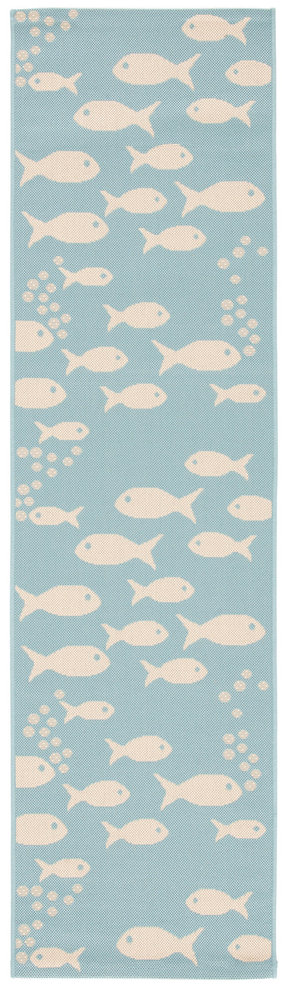 SAFAVIEH Courtyard Trena Fish Print Indoor/Outdoor Area Rug, 4' x 5'7"