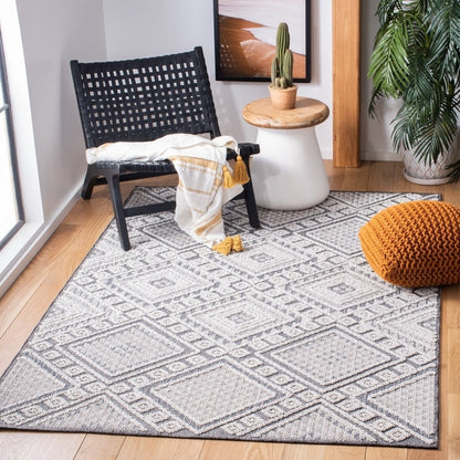SAFAVIEH Global Dubhan Diamond Indoor/Outdoor Area Rug, Grey/Ivory, 8'