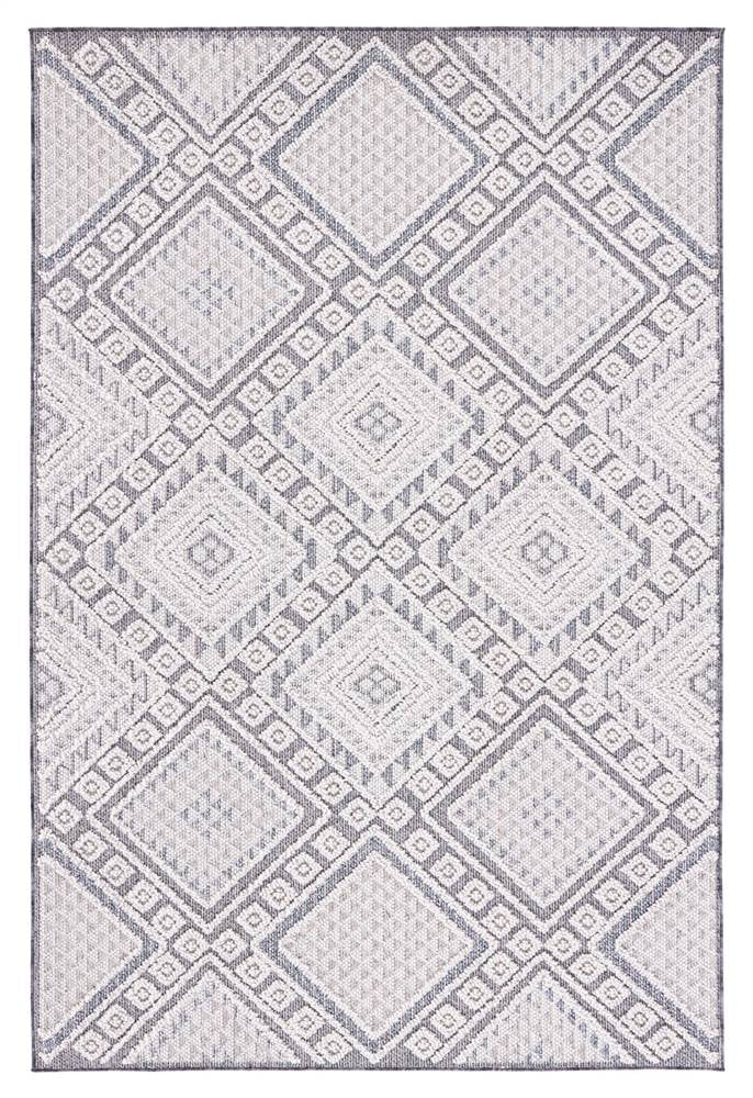 SAFAVIEH Global Dubhan Diamond Indoor/Outdoor Area Rug, Grey/Ivory, 8'