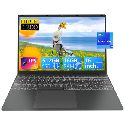 SANPTENT 16 inch 1920x1200 IPS FHD Laptop Computer, 16GB DDR4 RAM 512G