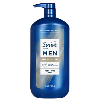 Suave Men Moisturizing 2-in-1 Body & Face Wash with Glycerin & Vitamin