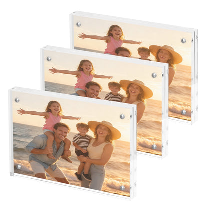 Sindcom 4x6 Acrylic Frames 3 Pack, Frameless Clear Picture Frames, Dou