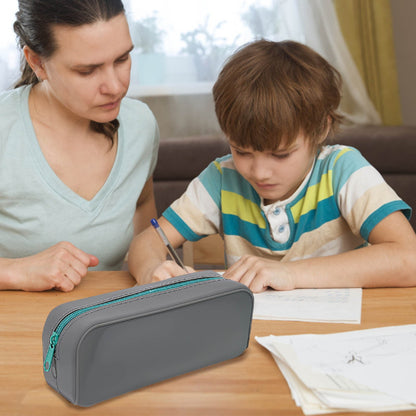 Solid Color Large Capacity Pencil Case, Fashionable Zipper Stationery