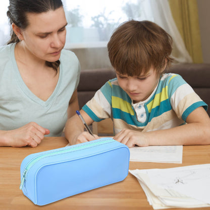 Solid Color Large Capacity Pencil Case, Fashionable Zipper Stationery