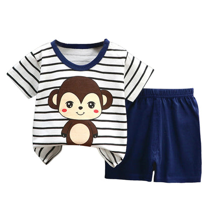 Staki Boys Clothes 2-Piece Summer Outfit Car Print T-Shirt & Letter Pr