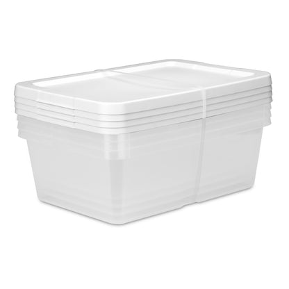 Sterilite Set of (4) 12 Quart Storage Bins, Clear Plastic Storage Bin