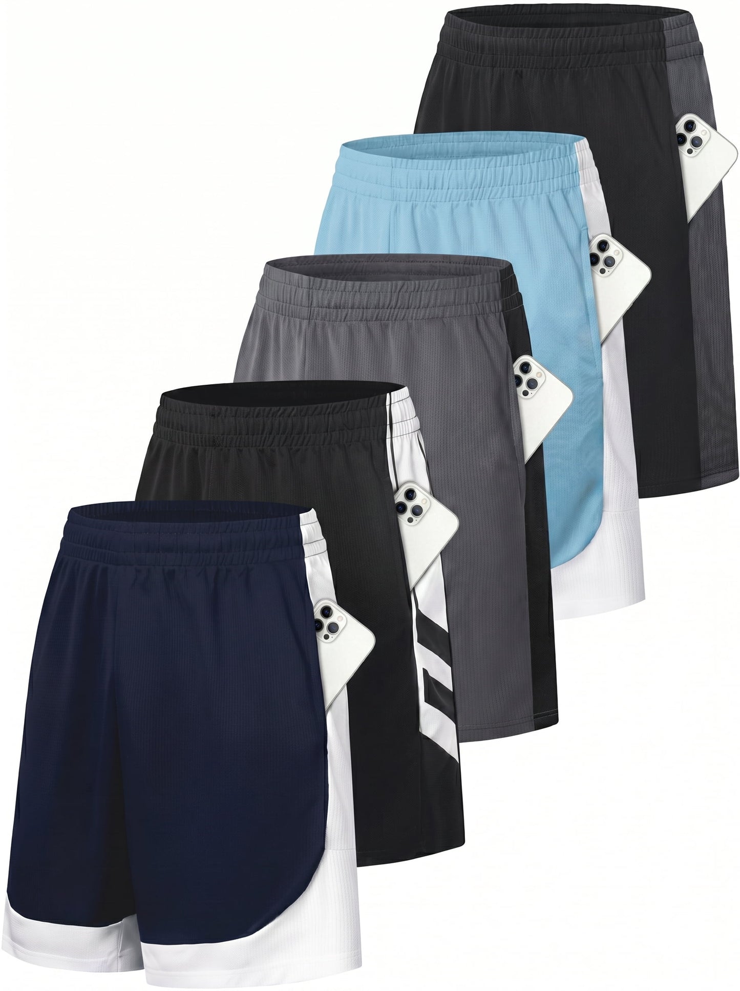 TELALEO 5 Pack Mens Mesh Athletic Basketball Shorts Gym Shorts with Po