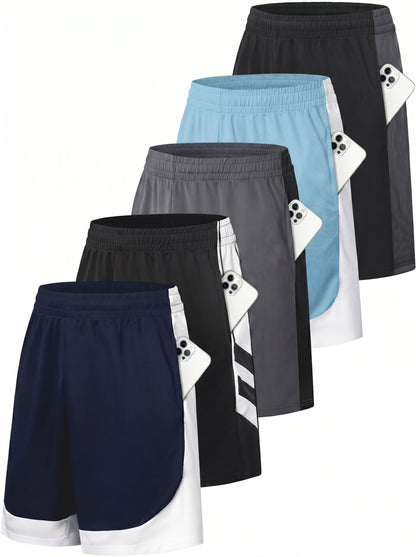 TELALEO 5 Pack Mens Mesh Athletic Basketball Shorts Gym Shorts with Po