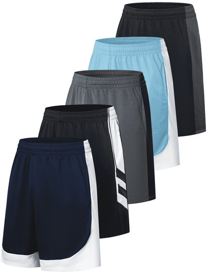 TELALEO 5 Pack Mens Mesh Athletic Basketball Shorts Gym Shorts with Po