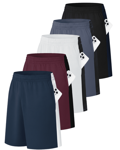 TELALEO 5 Pack Mens Mesh Athletic Basketball Shorts Gym Shorts with Po