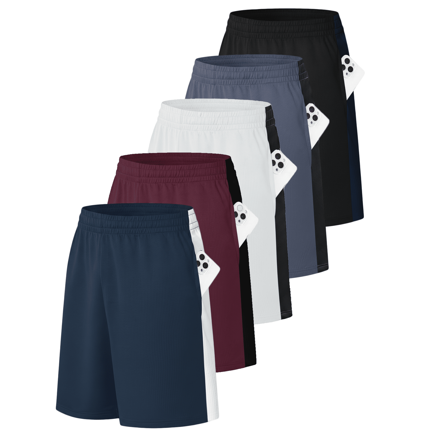 TELALEO 5 Pack Mens Mesh Athletic Basketball Shorts Gym Shorts with Po