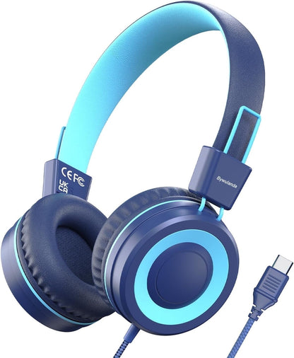 Upgrade USB Type C Kids Headphone for School, 94dB Safe Volume Limited