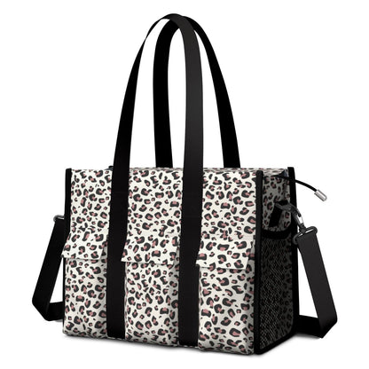 Utility Tote Bag for Women with 11 Pockets, Leopard Teacher Tote with
