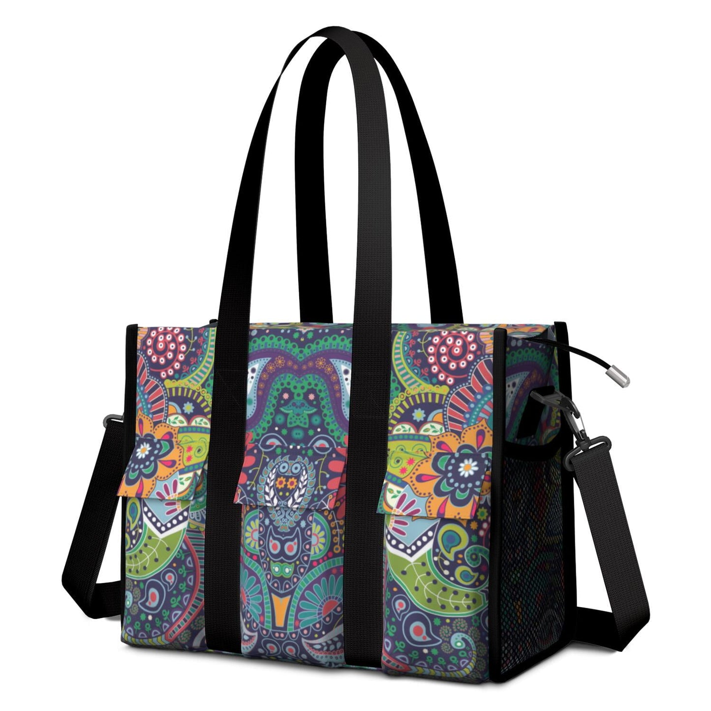 Utility Tote Bag for Women with 11 Pockets, Leopard Teacher Tote with