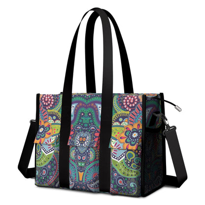 Utility Tote Bag for Women with 11 Pockets, Leopard Teacher Tote with