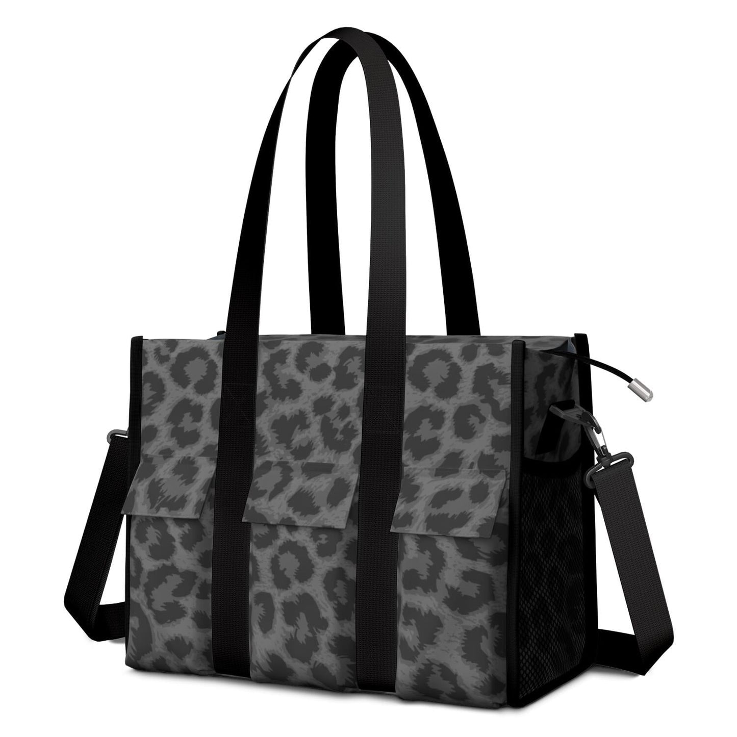 Utility Tote Bag for Women with 11 Pockets, Leopard Teacher Tote with