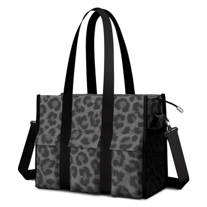 Utility Tote Bag for Women with 11 Pockets, Leopard Teacher Tote with