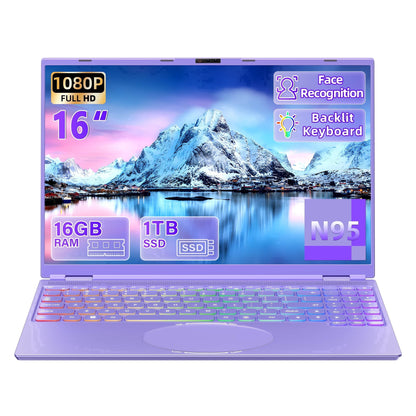 Rumtuk 16" Rose Gold Laptop, DDR4 16GB RAM, 1TB SSD, Win 11 Pro/Office