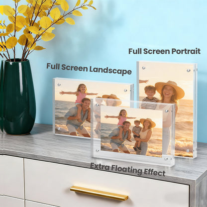 Sindcom 4x6 Acrylic Frames 3 Pack, Frameless Clear Picture Frames, Dou