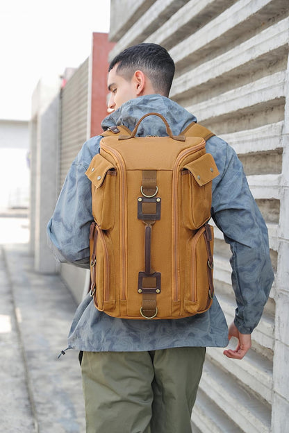 Vintage Canvas Travel Backpack, Casual Daypack for 17“ Laptop Tote S