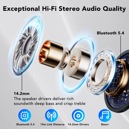 Touch Screen Wireless Earbuds Bluetooth Headphones with 50H Playtime,