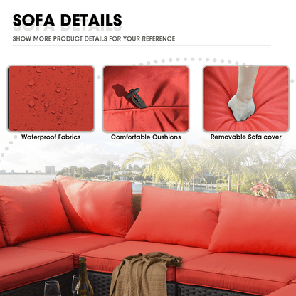 Grezone Outdoor Garden 12 Piece Patio Furniture with 43" 55000BTU Gas