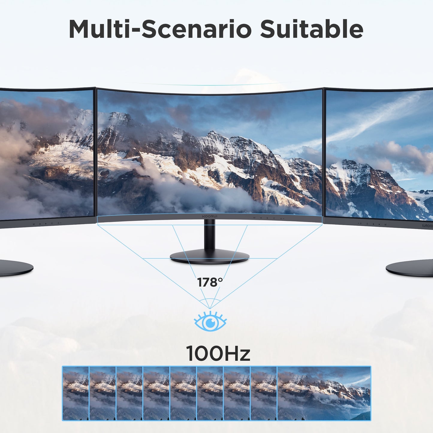 KOORUI 24" 100Hz Curved Computer Monitor, FHD 1080P 1500R PC Monitors,