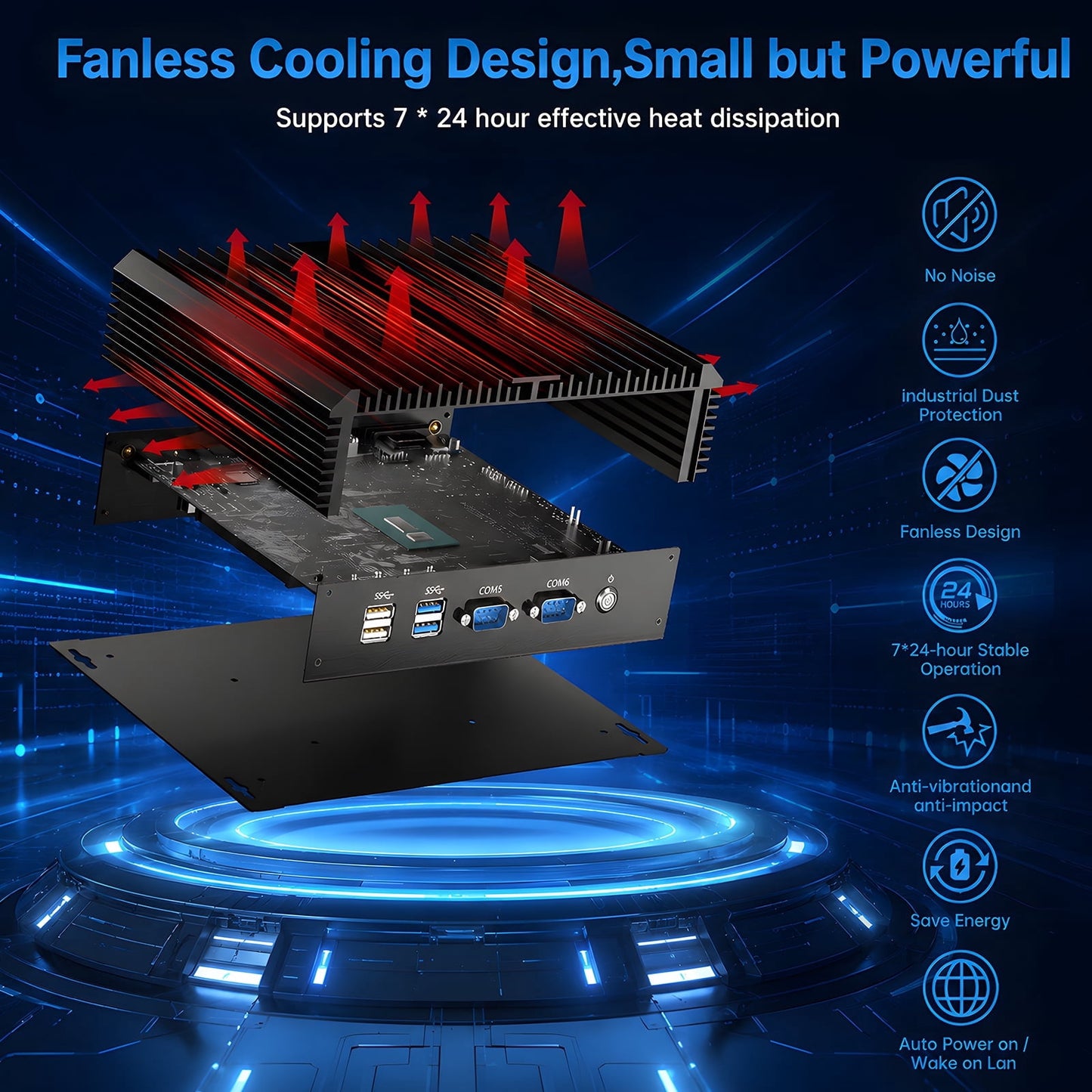 Industrial Mini PC, Kinupute Fanless Desktop Computer Core i5-4200U 1.