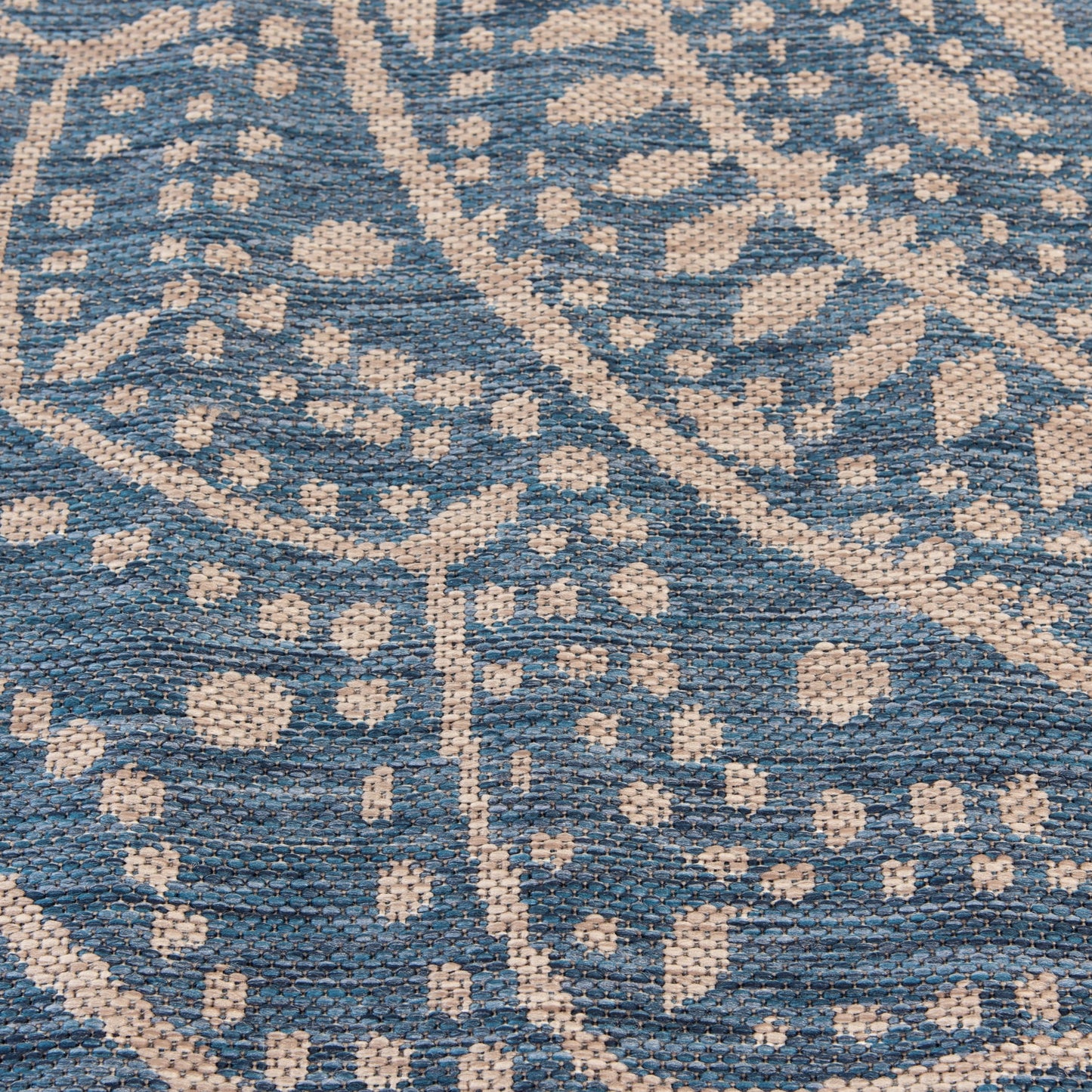 Mainstays Global Medallion Blue Polypropylene Outdoor Area Rug, 6'6"x9