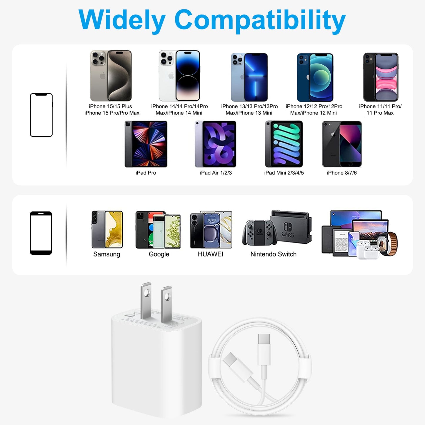 Coreykin USB C Charger with 6FT Cable Compatible for iPhone 17/17 Air/