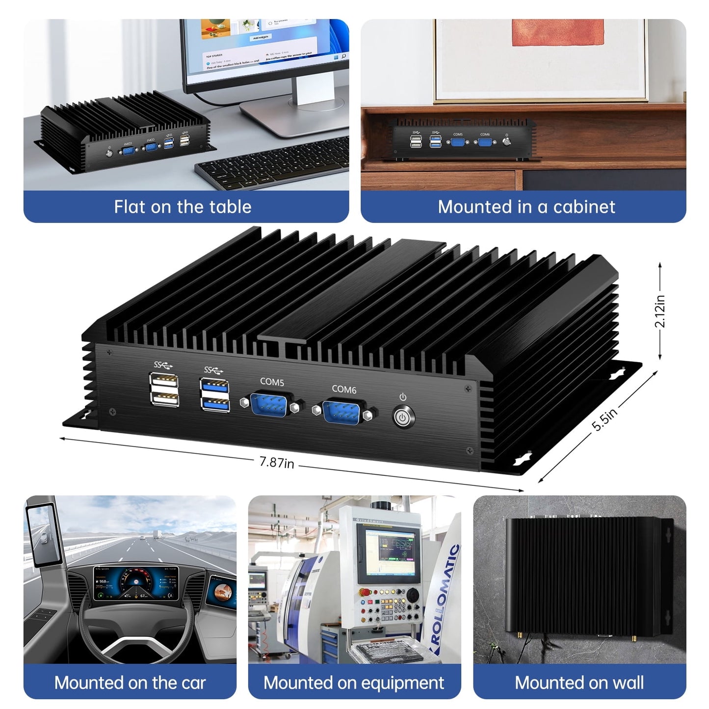 Industrial Mini PC, Kinupute Fanless Desktop Computer Core i5-4200U 1.