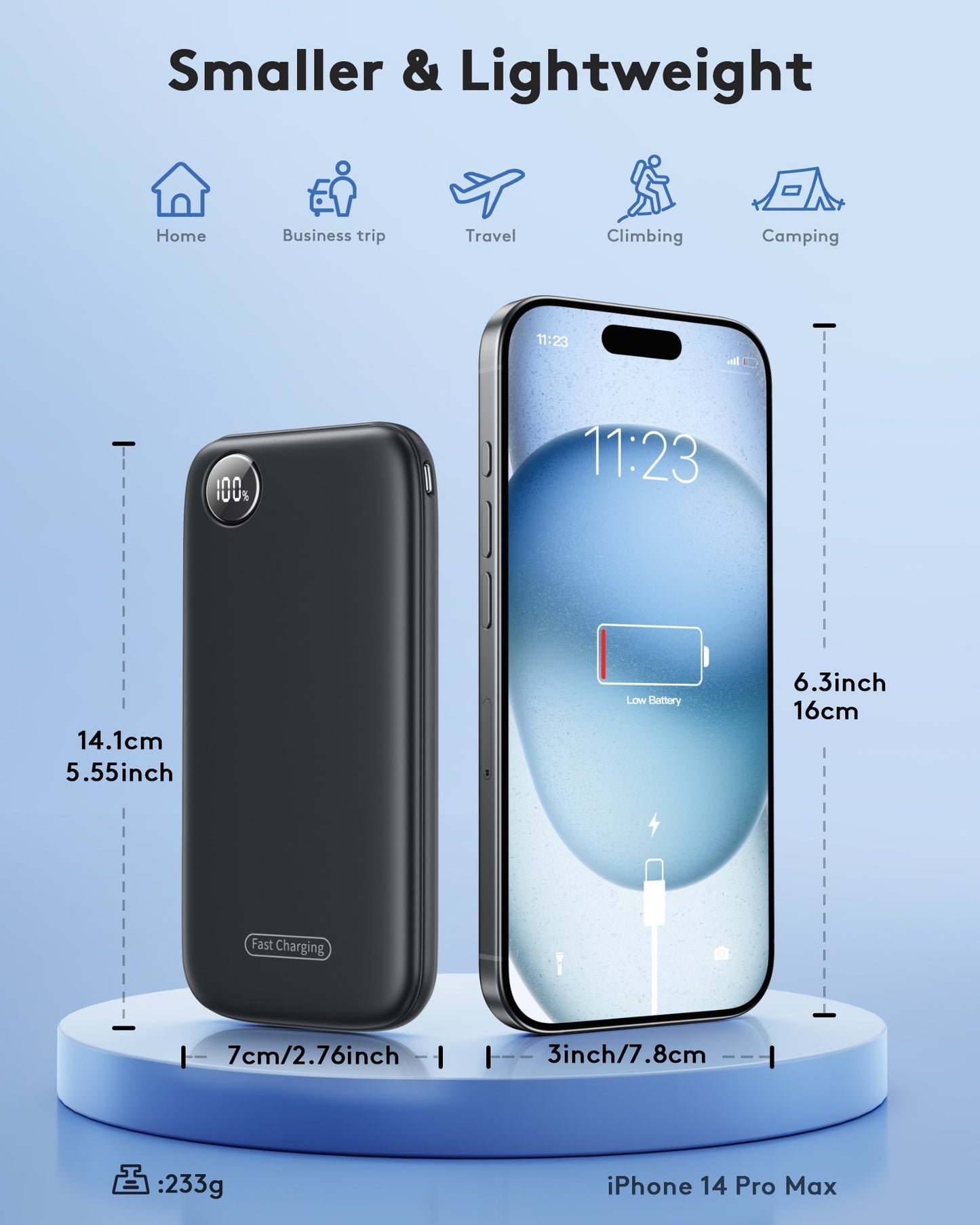 Fast Charging Power Bank, 10000mah Portable Charger for iPhone, 22.5W
