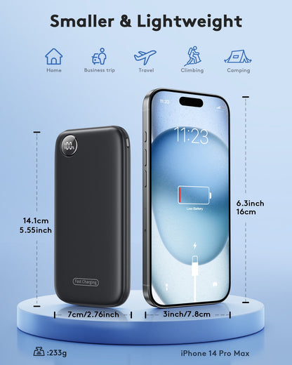Fast Charging Power Bank, 10000mah Portable Charger for iPhone, 22.5W