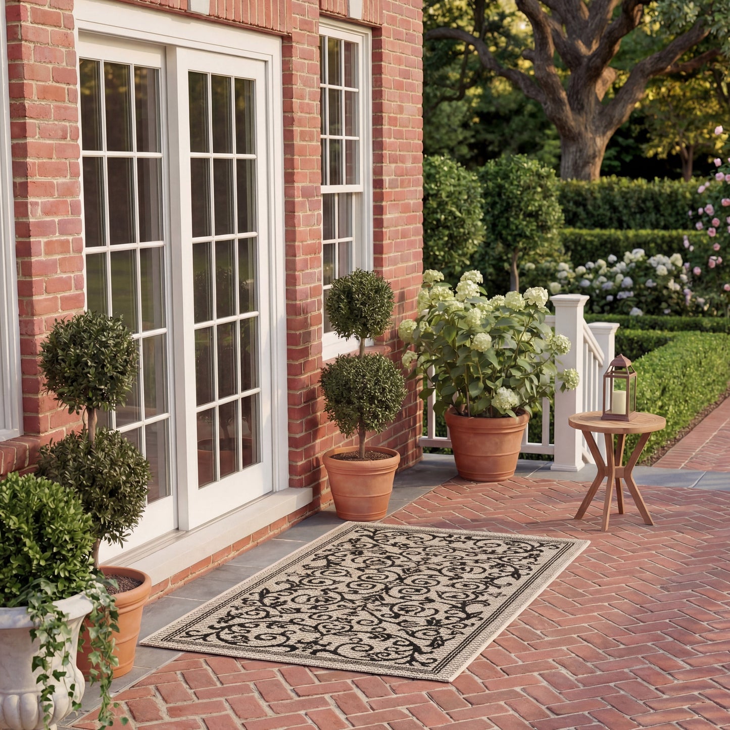 Safavieh Courtyard Nanda Botanical Indoor/Outdoor Area Rug, Sand/Black