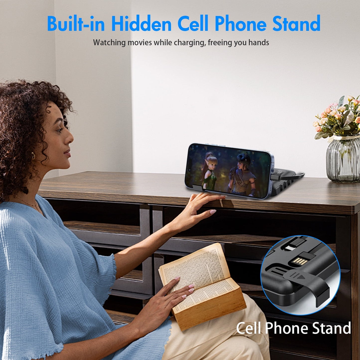 20000mAh Power Bank Portable Fast Charger with 4 Cables, Compatible wi