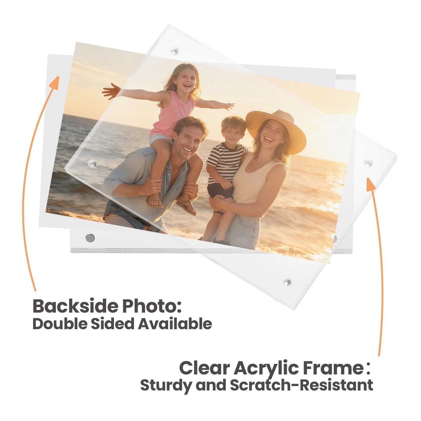 Sindcom 4x6 Acrylic Frames 3 Pack, Frameless Clear Picture Frames, Dou